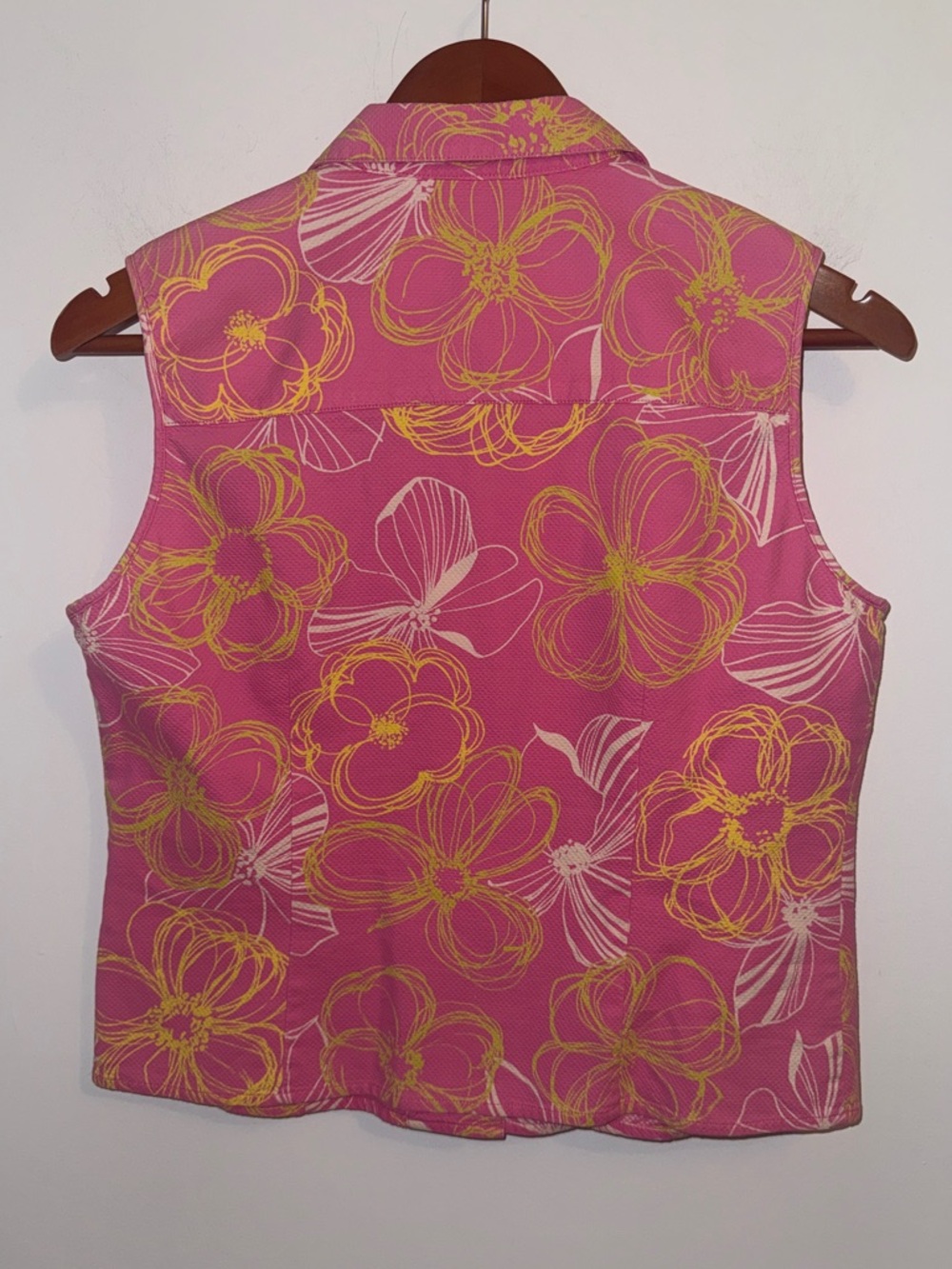 Tori Richard Honolulu Pink Floral Sleeveless Button Front Golf Resort Top Sz 10 - Picture 6 of 10